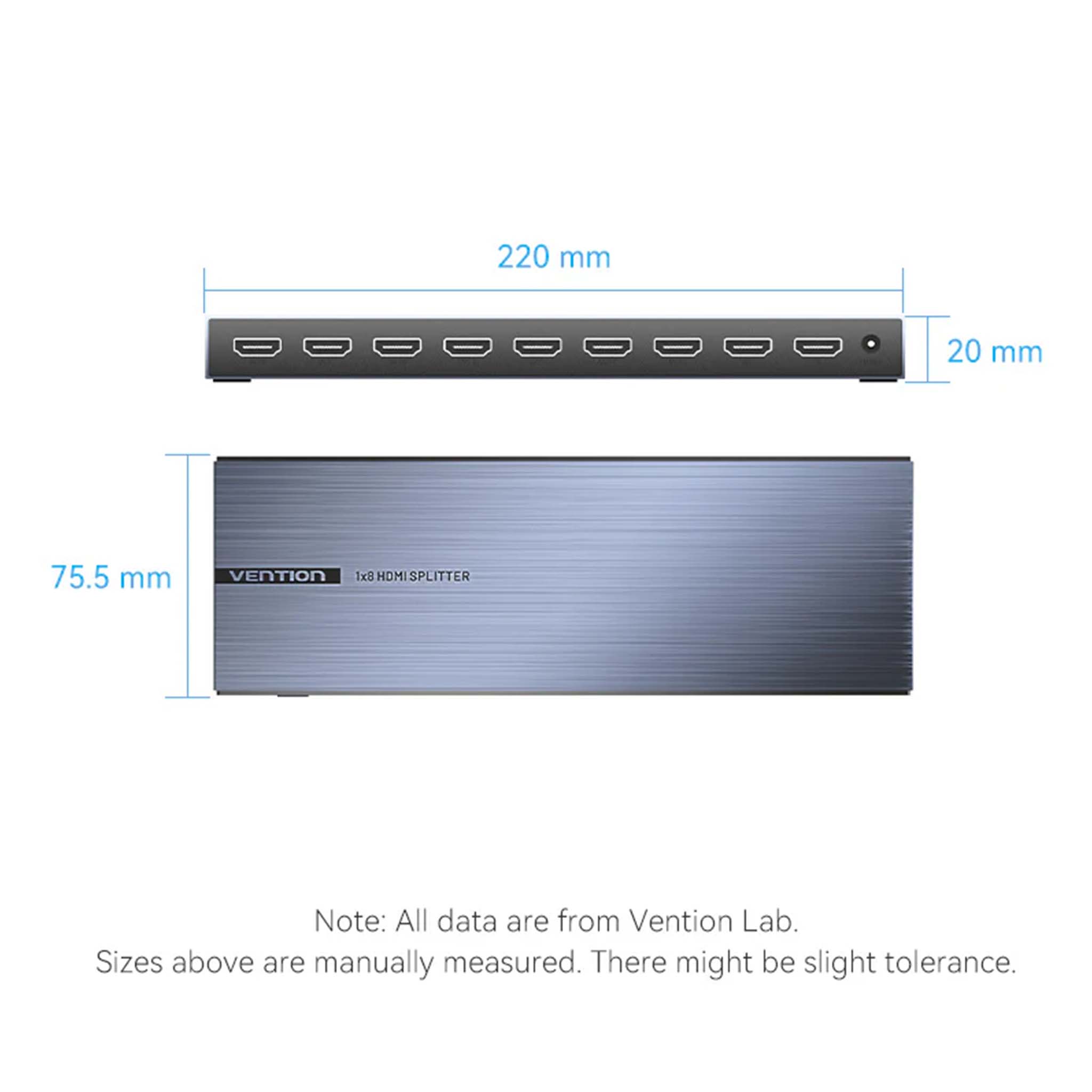 VENTION AKQB0 4K 1x8 HDMI Splitter Black Aluminum Alloy Type