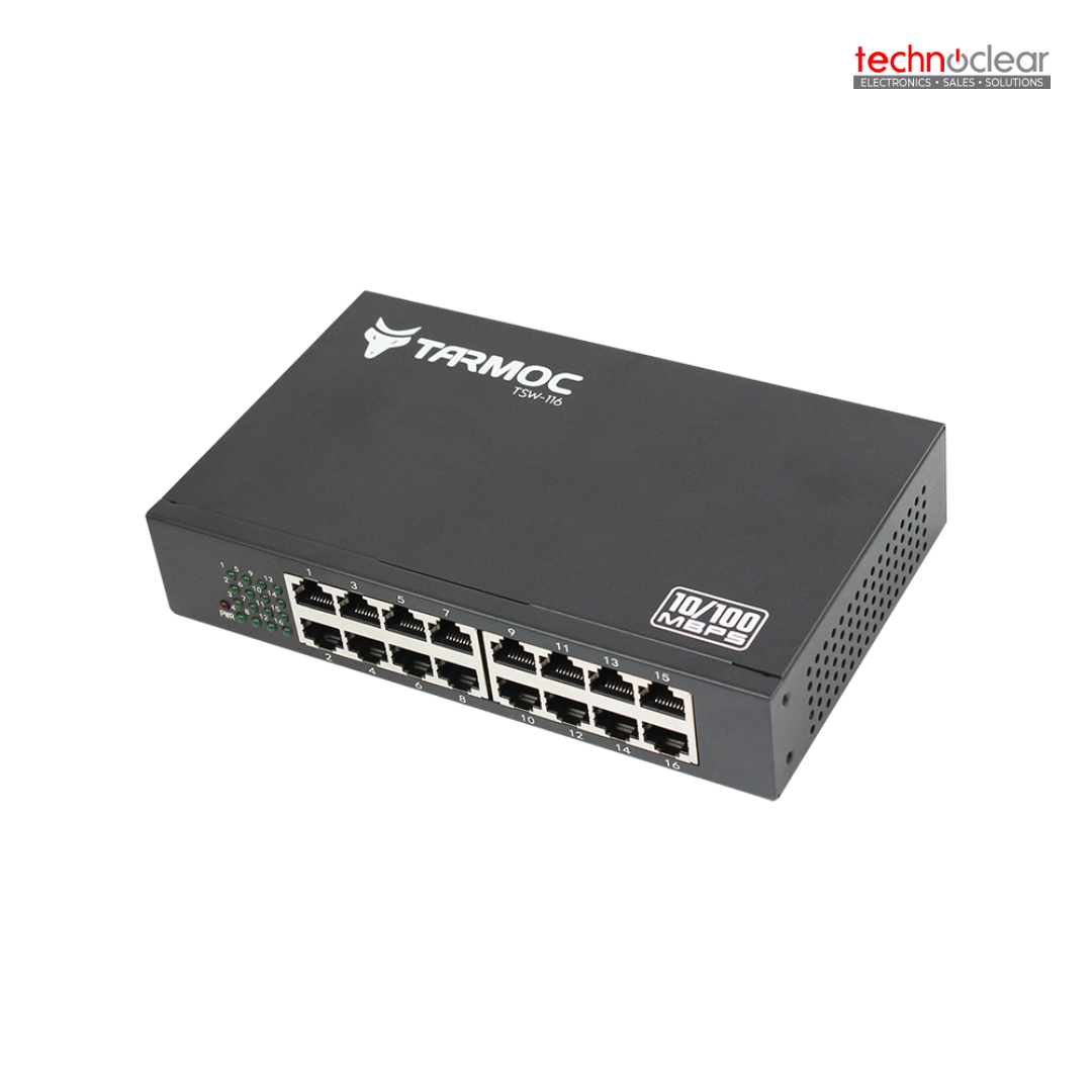 TARMOC TSW-116-2G-240W 16 PORT 10/100Mbps - 802.3af/at + 2 GIGABIT UPLINK,4KV, ADAPTOR 240V