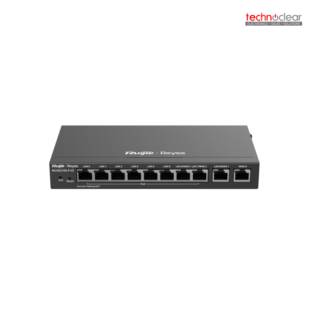 RG-EG210G-P-V3 10- PORT GIGABTI CLOUD-MANAGED GATEWAY, 8X POE/POE+ PORTS WITH 110W POE POWER BUDGET, SUPPORT UP TO 4