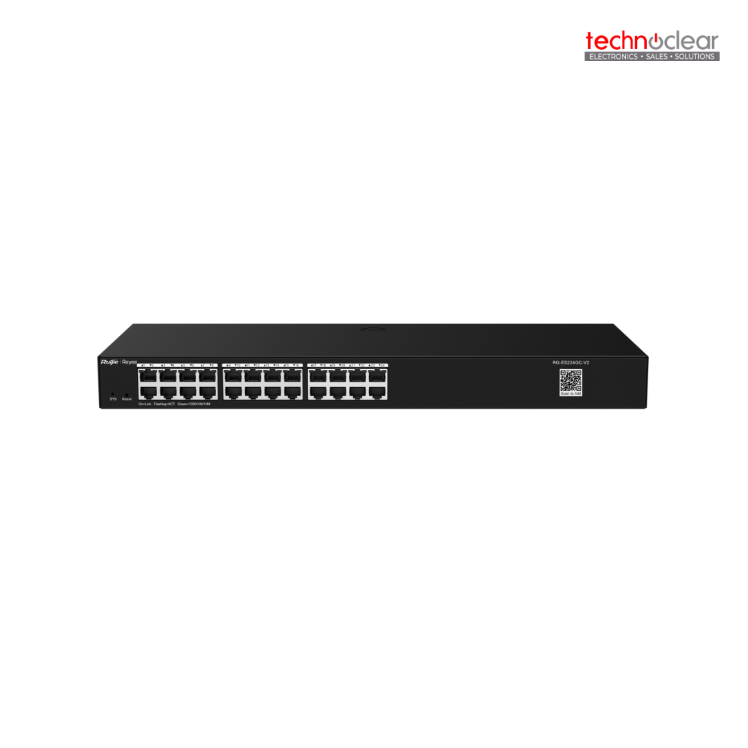 RUIJIE RG-ES224GC 24-PORT GIGABIT SMART SWITCH, 24 GIGABIT RJ45 PORTS, 19 INCH RACK-MOUNTABLE STEEL CASE
