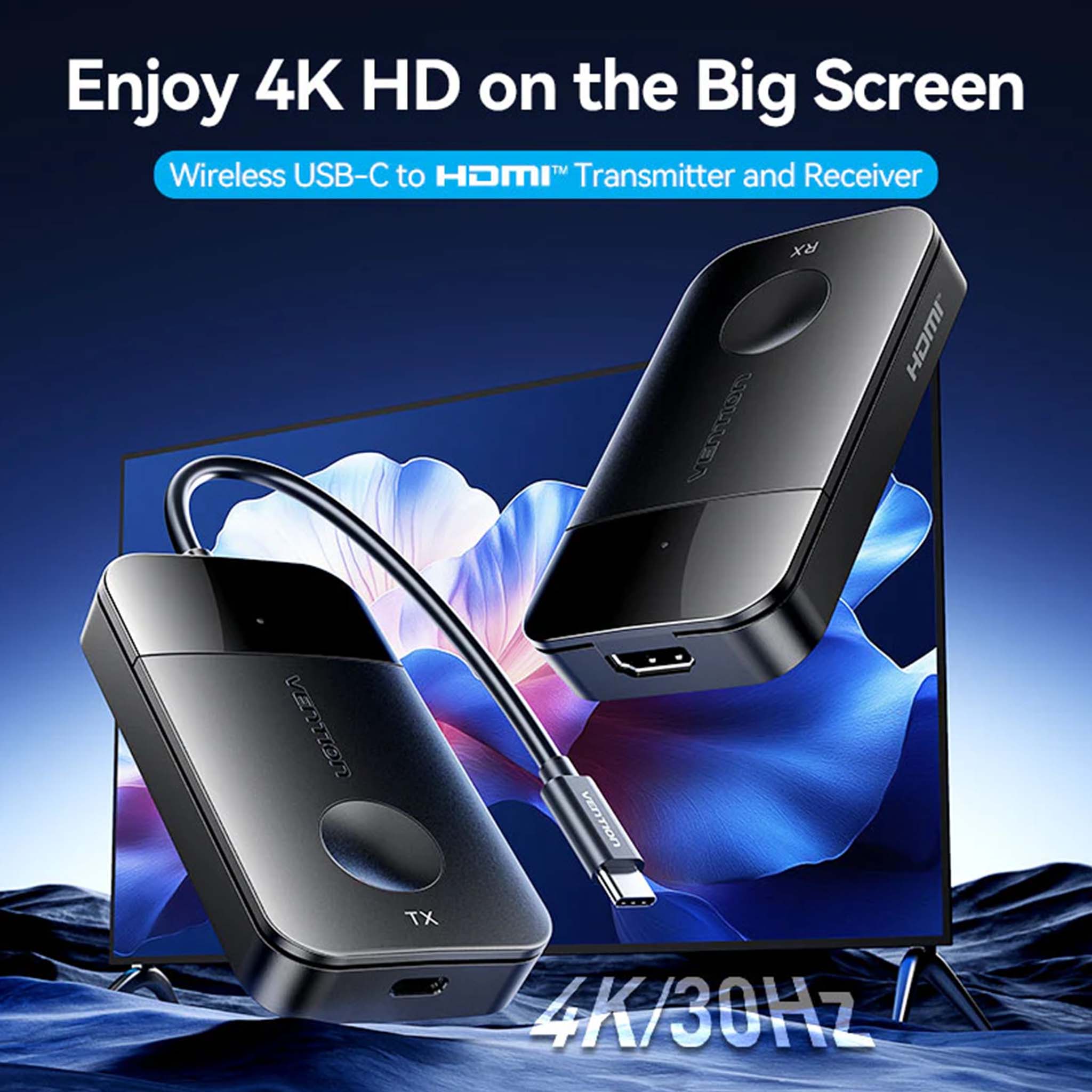VENTION ADOBB Wireless USB-C to HDMI Transmitter and Receiver 0.15M Black