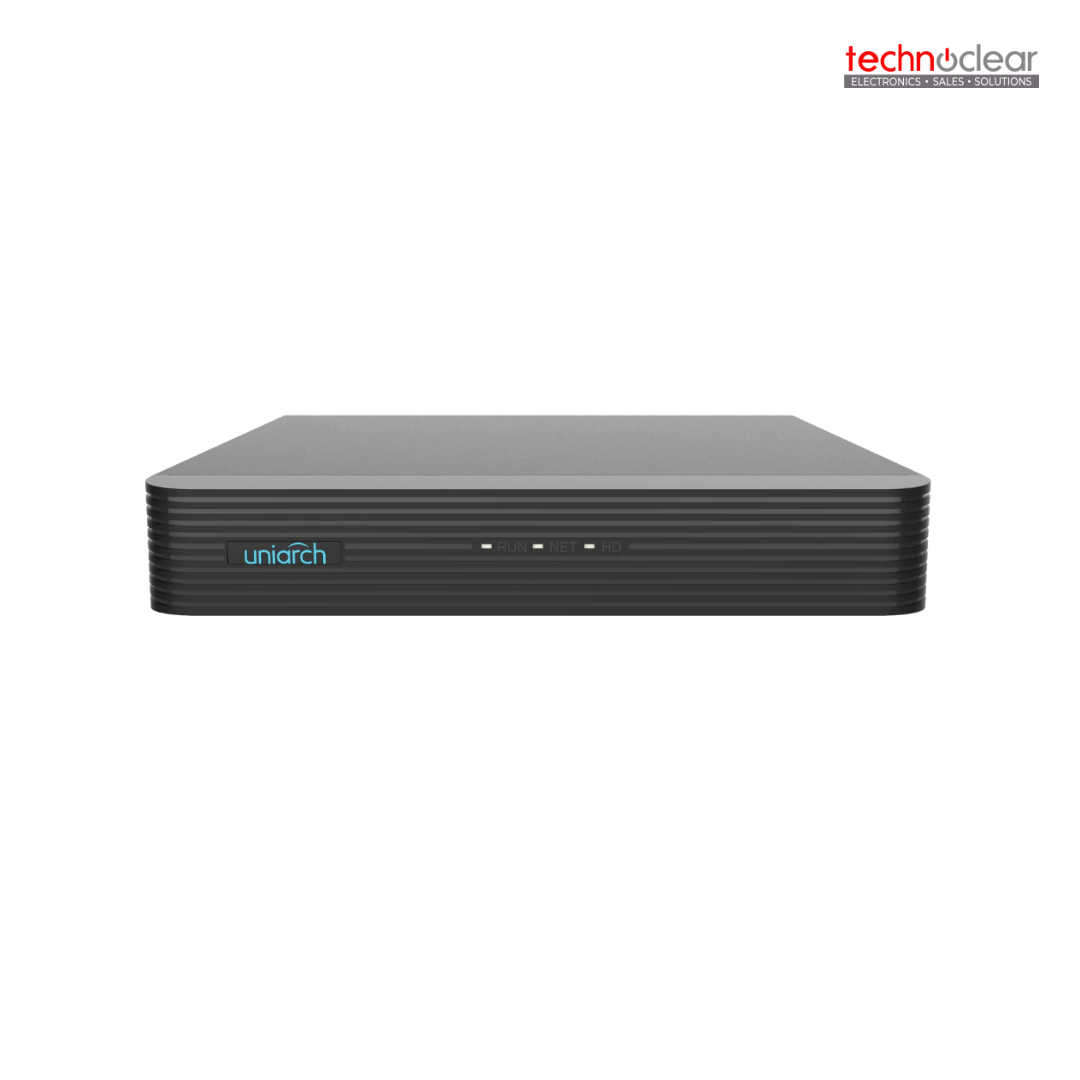 UNIARCH NVR-108E-P8 8CH NVR 1SATA UP TO 6TB, 1HDMI, 1VGA, ULTRA 265, BUILT IN POE, ONVIF, UP TO 8MP RECORDING, CLOUD UPGRADE, 50MBPS BANDWIDTH