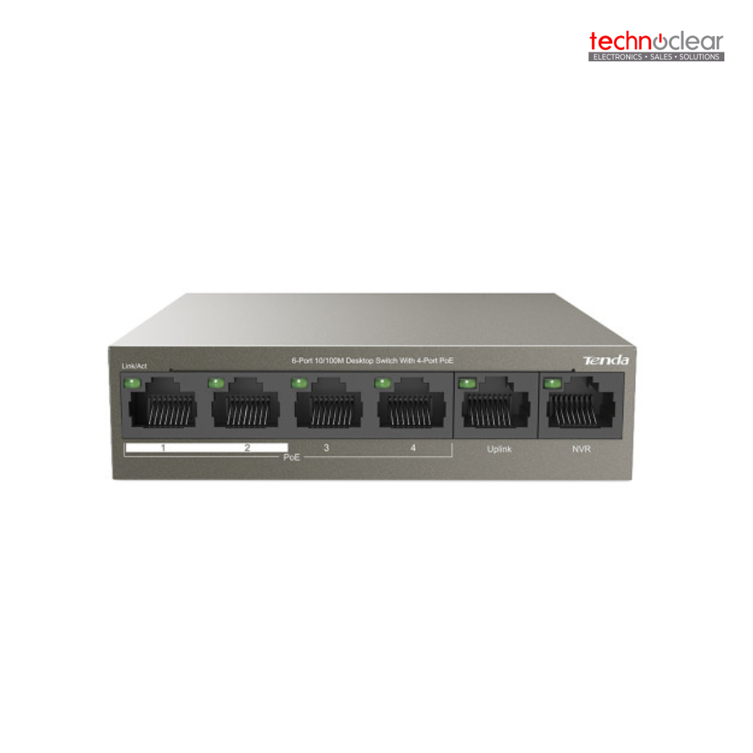 TENDA TEF1106P-4 63W, 6-PORT 10/100M DESKTOP SWITCH WITH 4-PORT POE