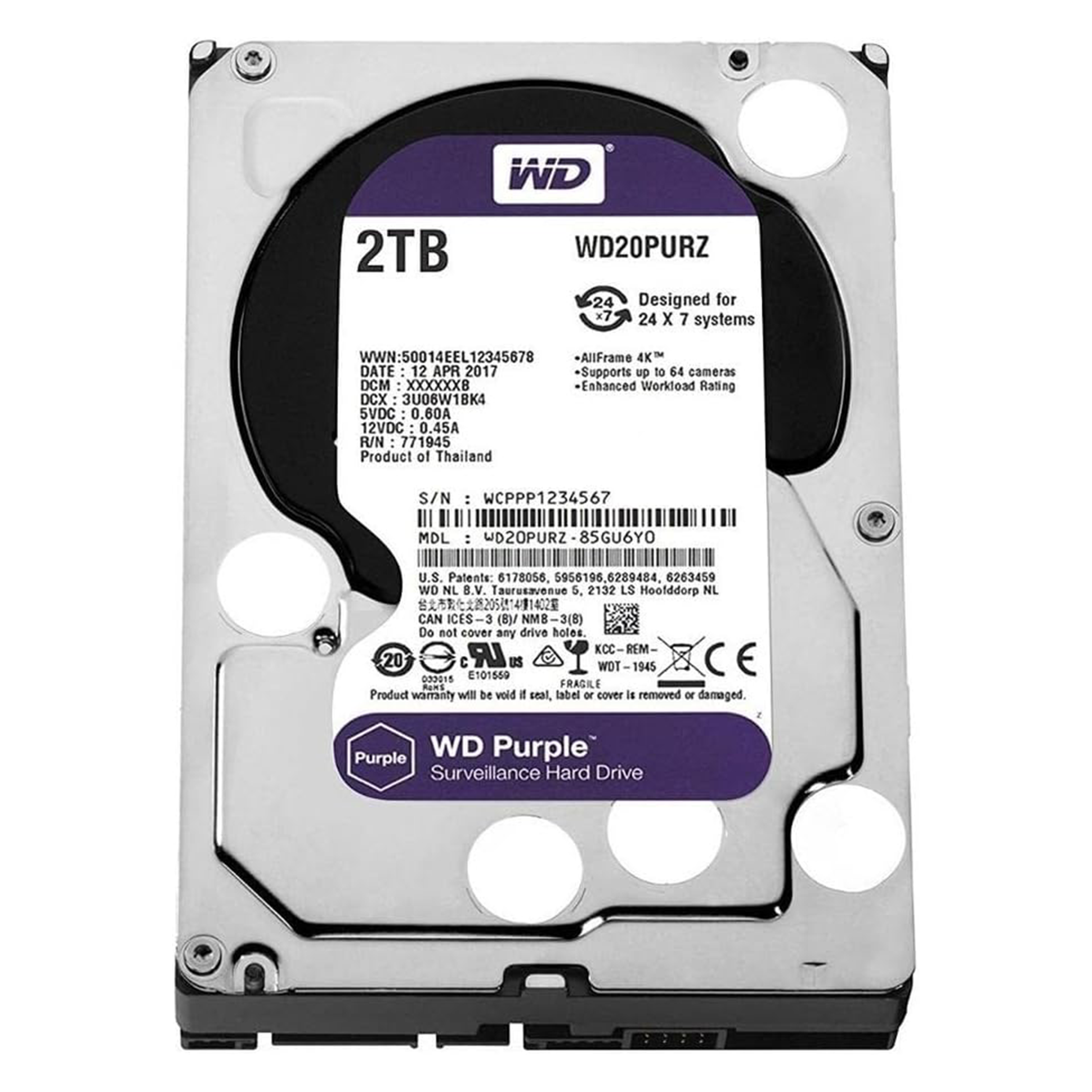 WD -HARDDISK PURPLE 2TB SATA 64MB