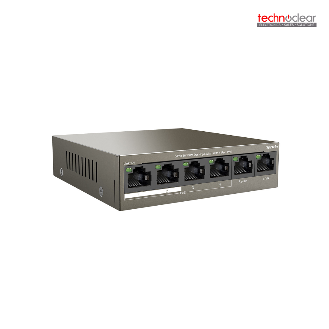 TENDA TEF1106P-4 63W, 6-PORT 10/100M DESKTOP SWITCH WITH 4-PORT POE