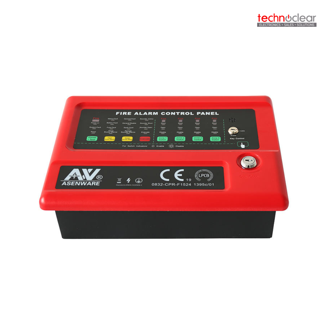 ASENWARE AW-CFP2166-04C CONVENTIONAL FIRE ALARM PANEL 4 ZONE PLASTIC