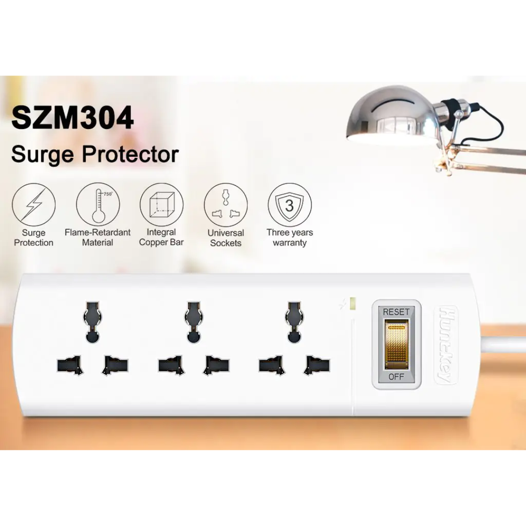 HUNTKEY SZM304-4 3 SOCKETS, 1.5 METERS POWER STRIP 210 JOULES