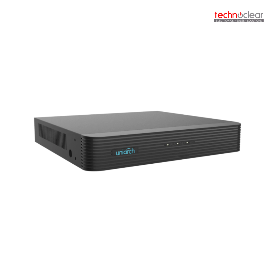 UNIARCH NVR-108E-P8 8CH NVR 1SATA UP TO 6TB, 1HDMI, 1VGA, ULTRA 265, BUILT IN POE, ONVIF, UP TO 8MP RECORDING, CLOUD UPGRADE, 50MBPS BANDWIDTH
