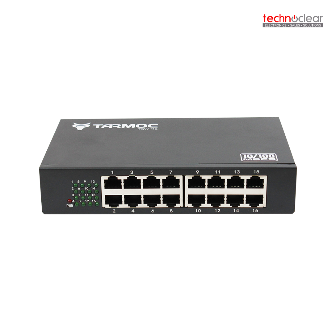TARMOC TSW-116-2G-240W 16 PORT 10/100Mbps - 802.3af/at + 2 GIGABIT UPLINK,4KV, ADAPTOR 240V