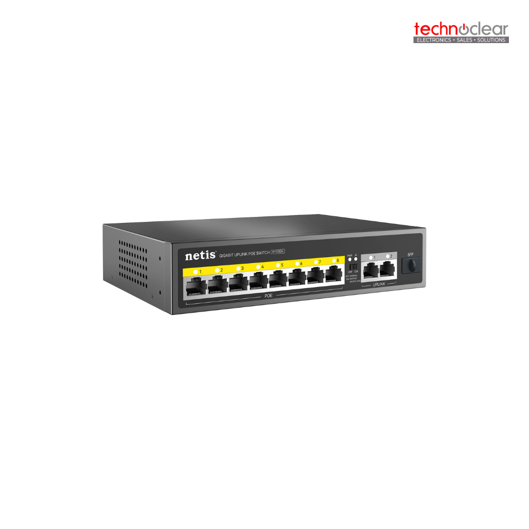 NETIS P110GH 11Port POE Switch, 8FE POE, 2GE Uplink, 1SFP, 120w 250m