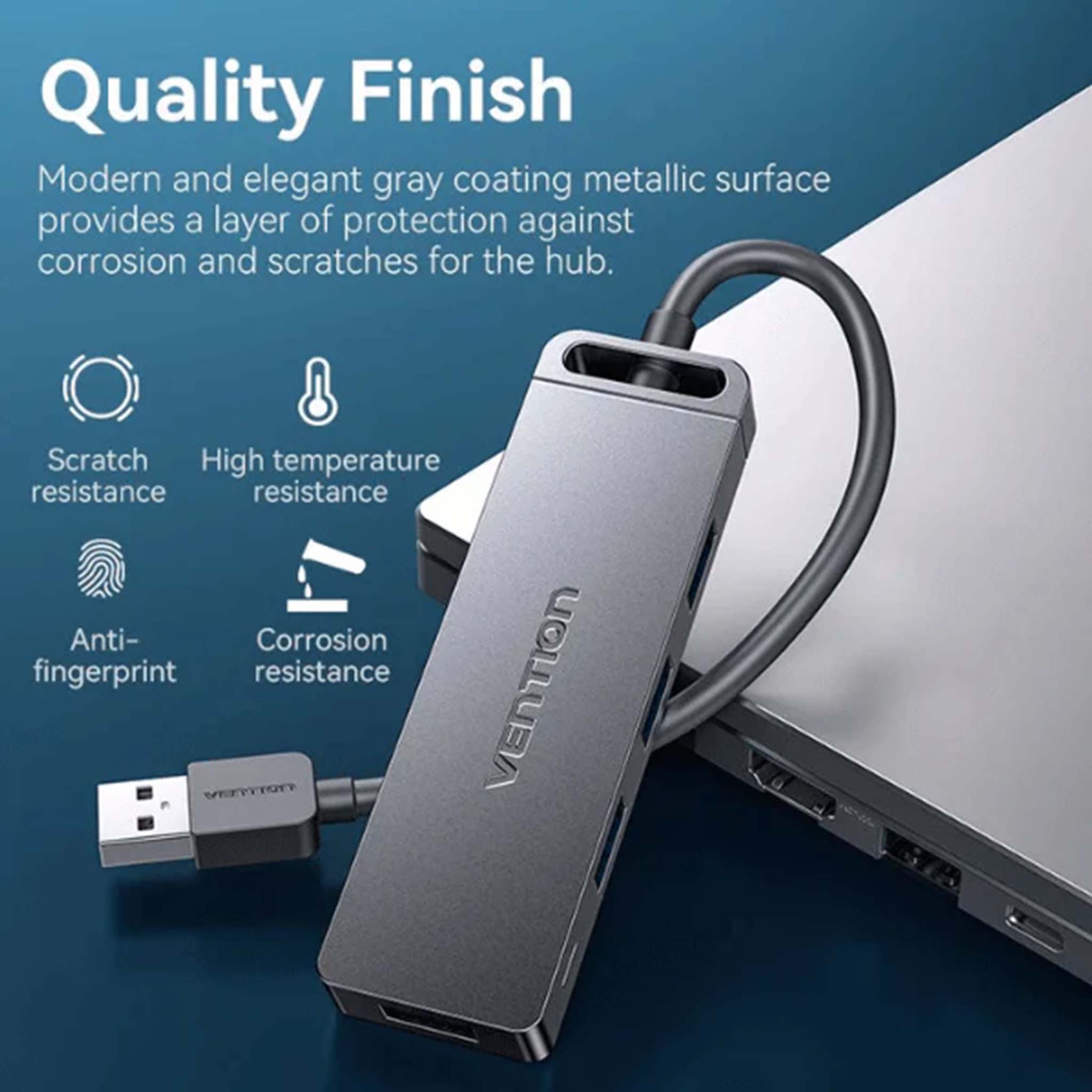 VENTION 4-PORT USB 3.0 HUB WITH POWER SUPPLY 1M BLACK