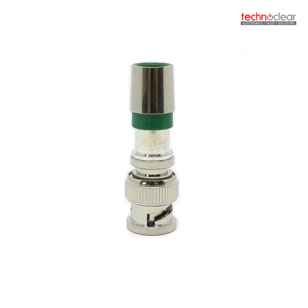 RG6 BNC COMPRESSION TYPE CONNECTOR (GREEN ON SILVER COLOR)