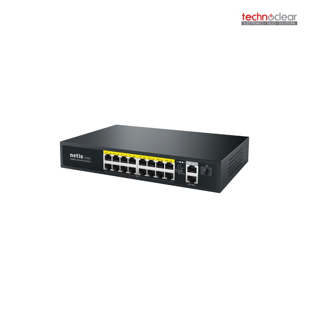 NETIS P116GH 19 PORT POE SWITCH, 16FE POE,2GE UPLINK, 1SFP,240W, 250M