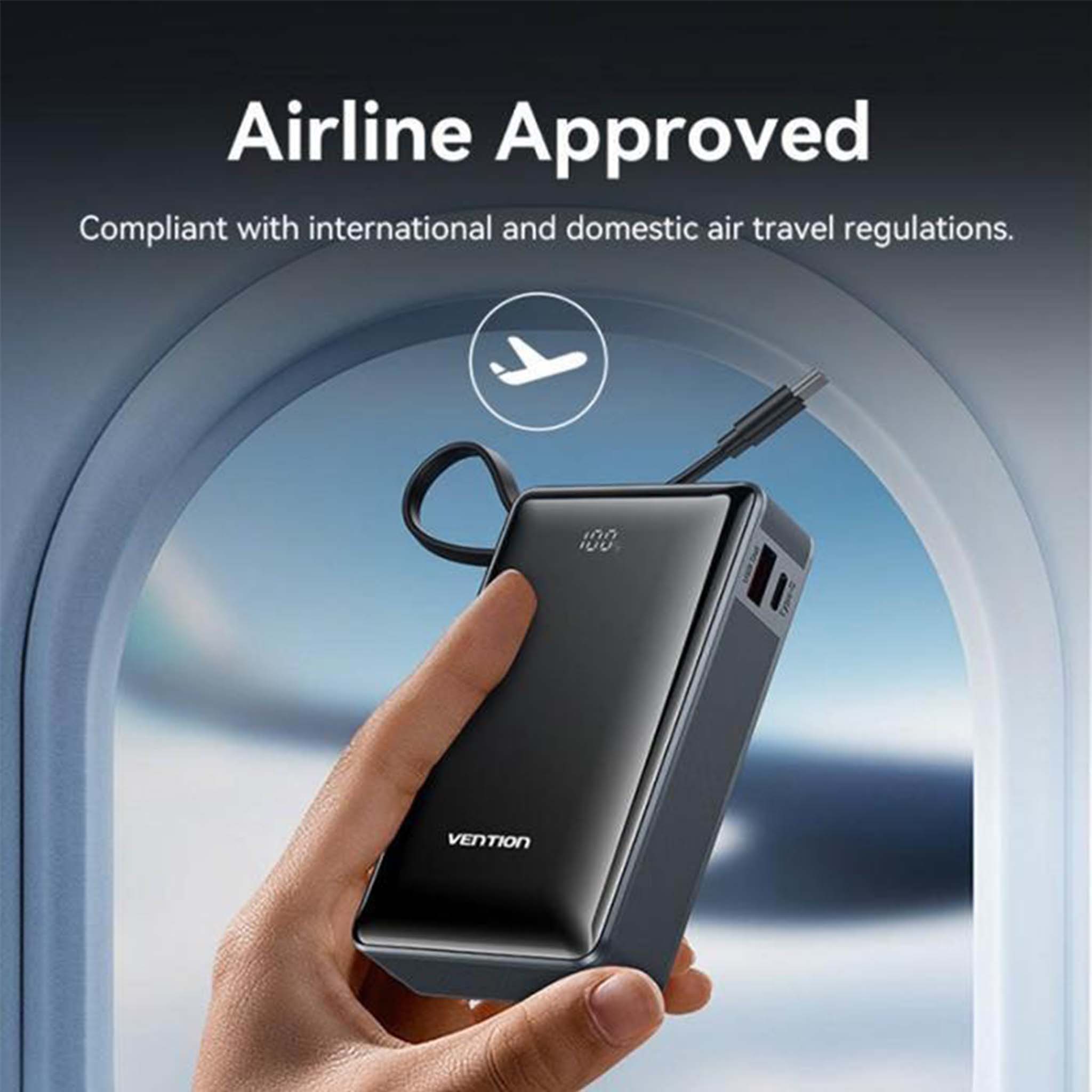 VENTION FKDM0 20000mah Power bank USB-C +USB-C/USB-A with Built-in USB-C Cable