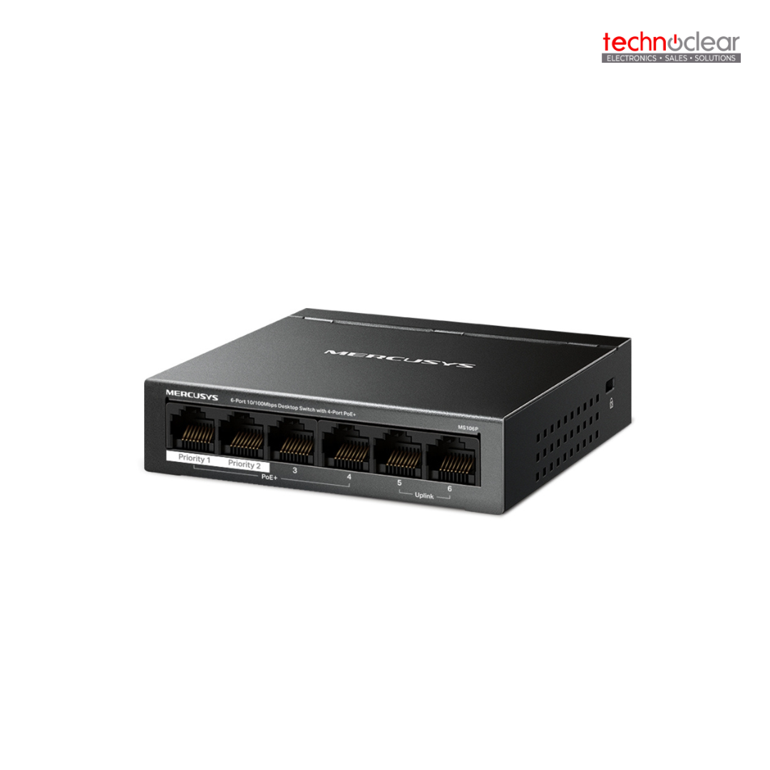 MERCUSYS MS106P (NV) V1.06-Port 10/100 Mbps Desktop Switch with 4-Port PoE