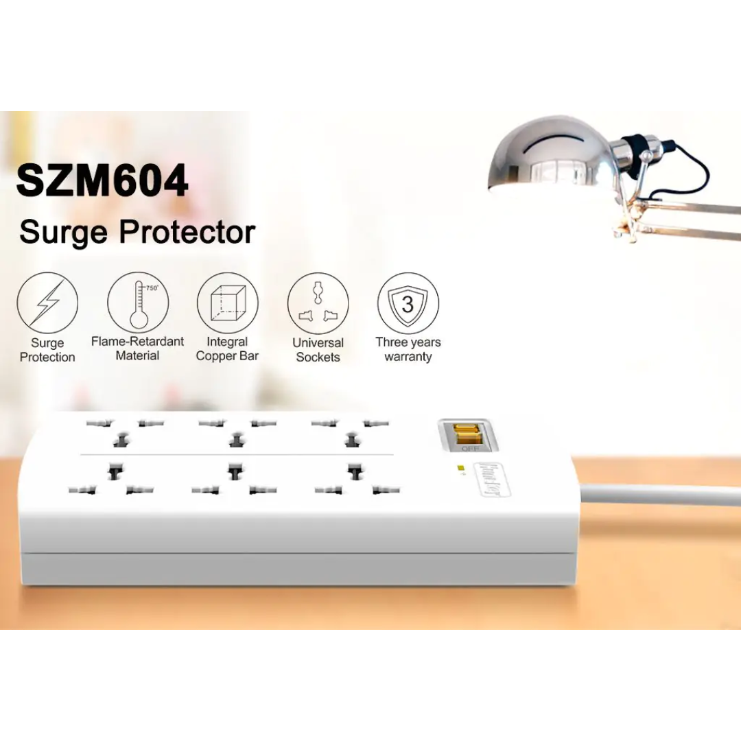 HUNTKEY SZM604-4 6 SOCKETS 2M POWER SURGE 375 JOULES