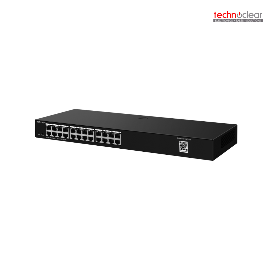 RUIJIE RG-ES224GC 24-PORT GIGABIT SMART SWITCH, 24 GIGABIT RJ45 PORTS, 19 INCH RACK-MOUNTABLE STEEL CASE
