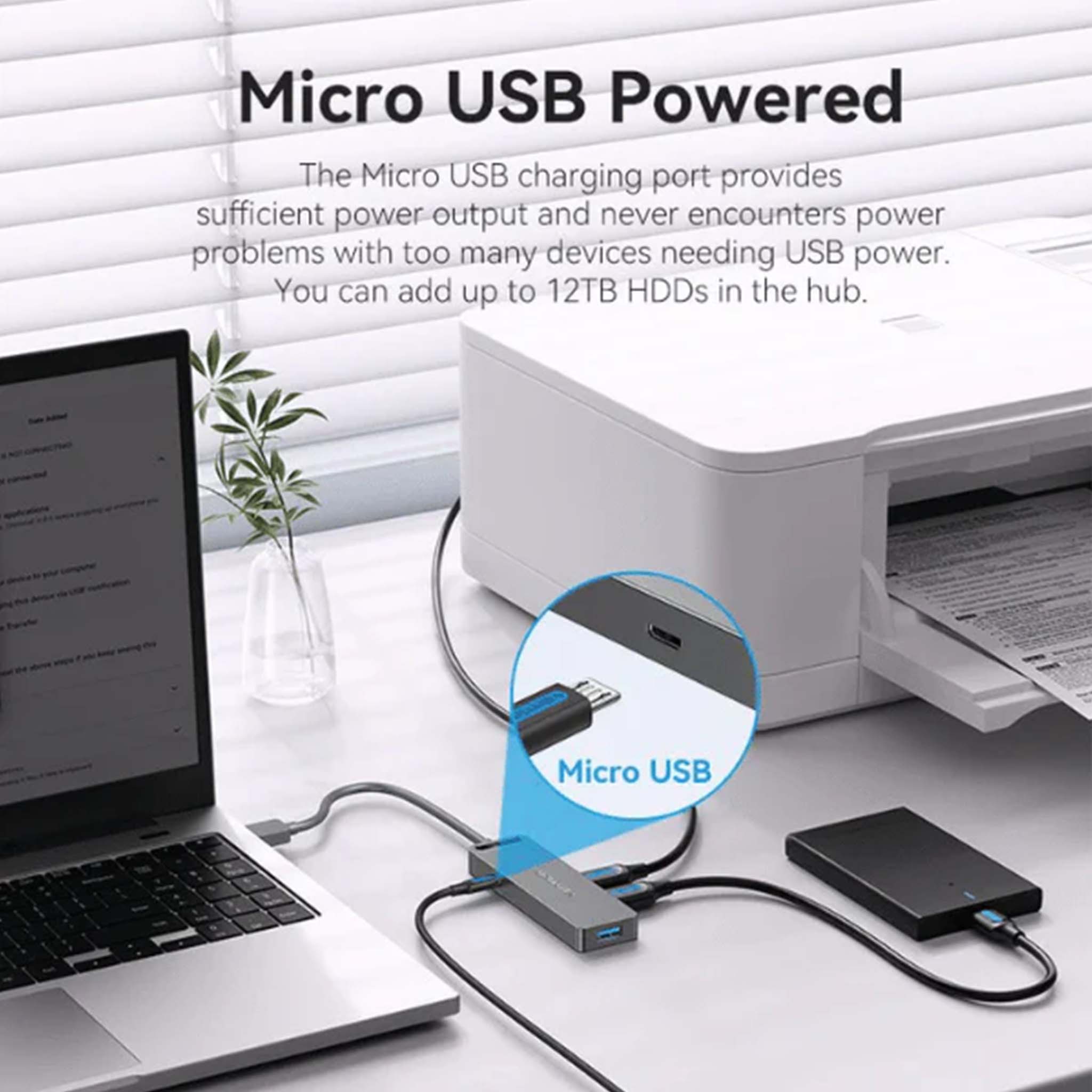 VENTION 4-PORT USB 3.0 HUB WITH POWER SUPPLY 1M BLACK