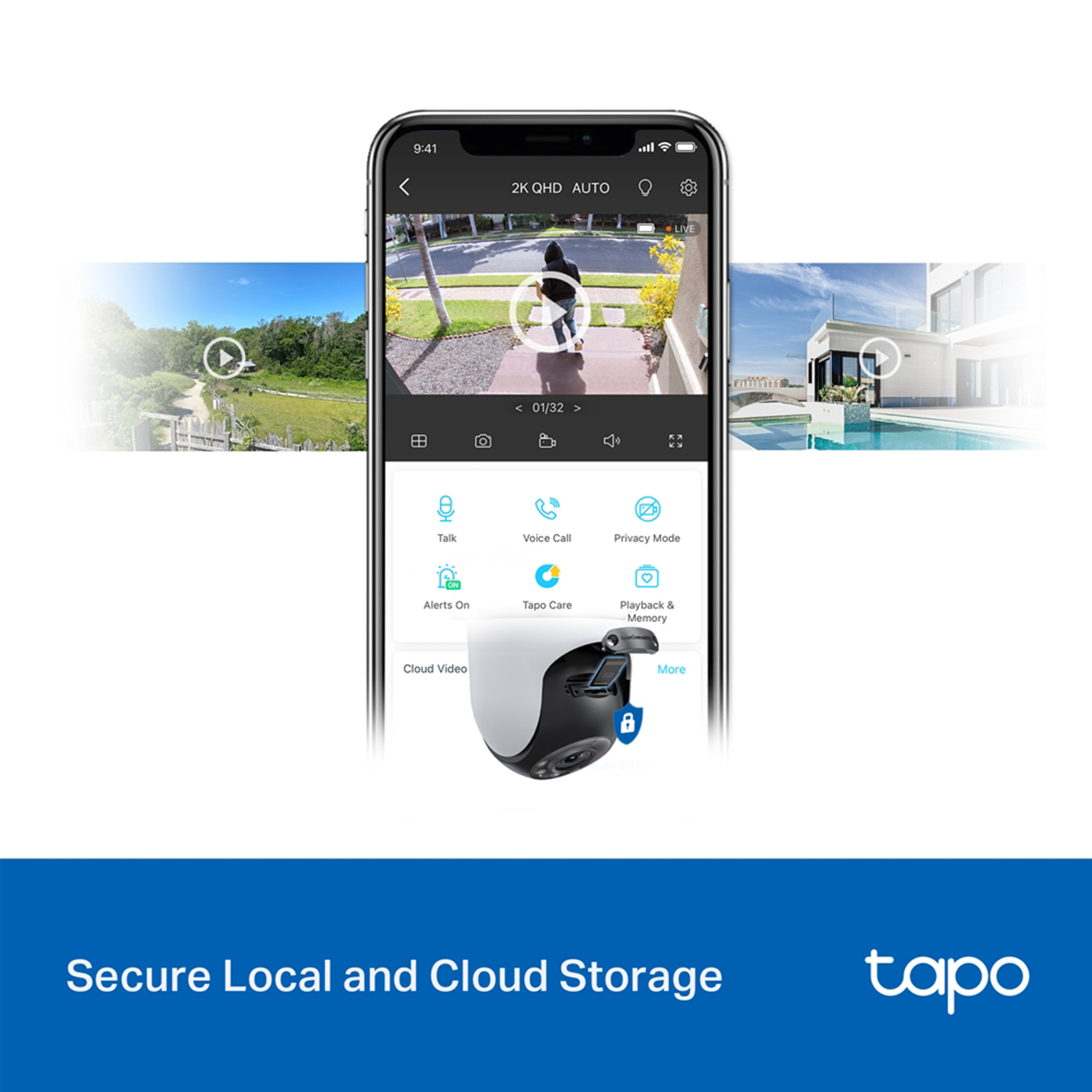 TAPO C520WS(US) TP LINK 2K QHD OUTDOOR PAN/TILT SECURITY WI-FI CAMERA WITH (FREE HIKVISION STORAGE D2 MICROSD CARD 64GB)