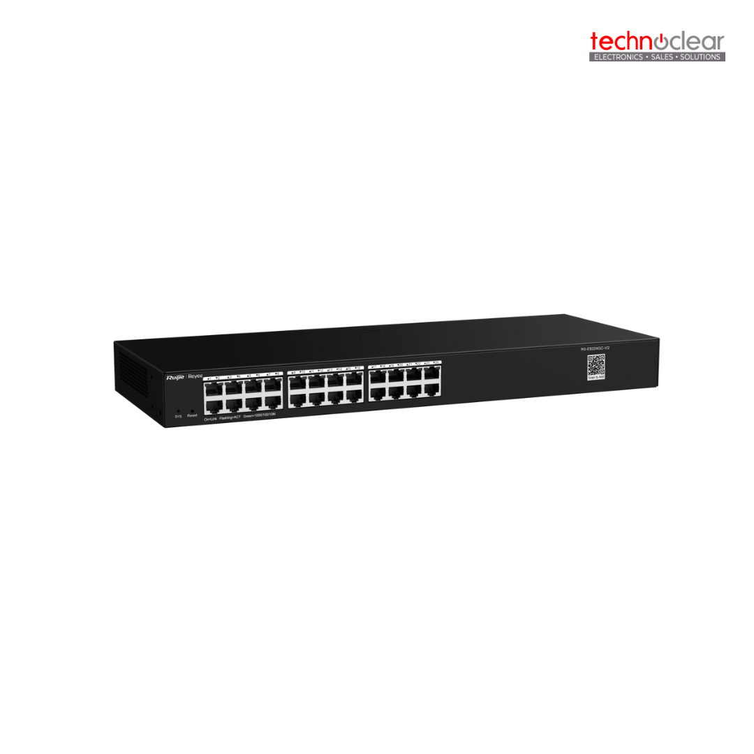 RUIJIE RG-ES224GC 24-PORT GIGABIT SMART SWITCH, 24 GIGABIT RJ45 PORTS, 19 INCH RACK-MOUNTABLE STEEL CASE