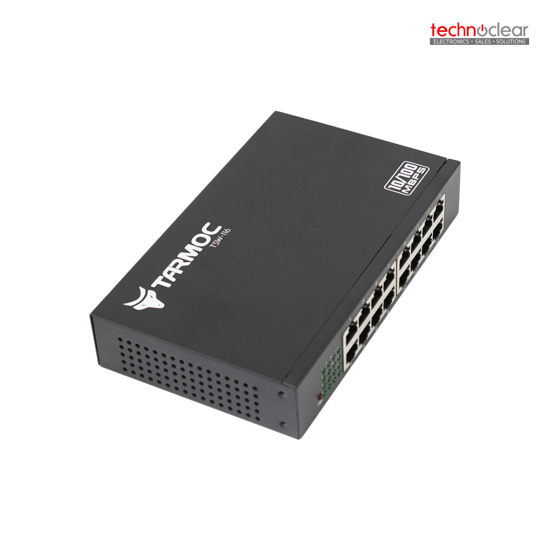 TARMOC TSW-116-2G-240W 16 PORT 10/100Mbps - 802.3af/at + 2 GIGABIT UPLINK,4KV, ADAPTOR 240V