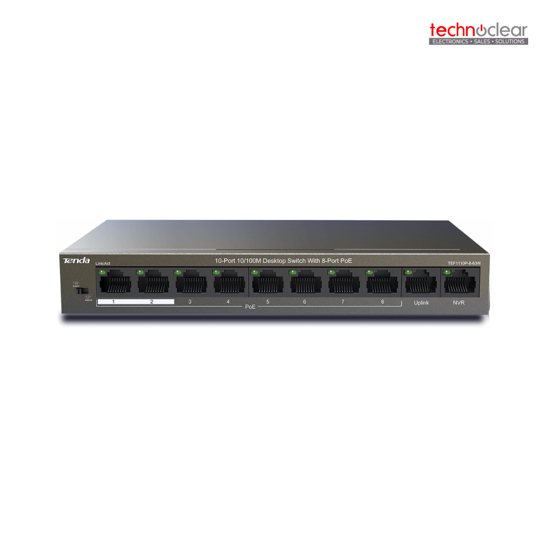 TENDA TEF1110P-8 63W, 10-PORT 10/100M DESKTOP SWITCH WITH 8-PORT POE