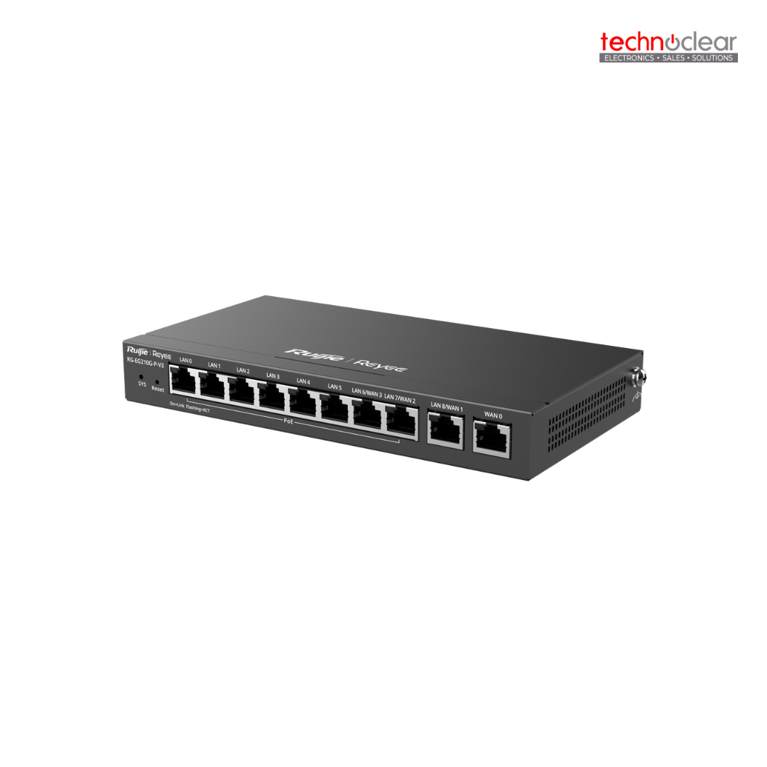 RG-EG210G-P-V3 10- PORT GIGABTI CLOUD-MANAGED GATEWAY, 8X POE/POE+ PORTS WITH 110W POE POWER BUDGET, SUPPORT UP TO 4