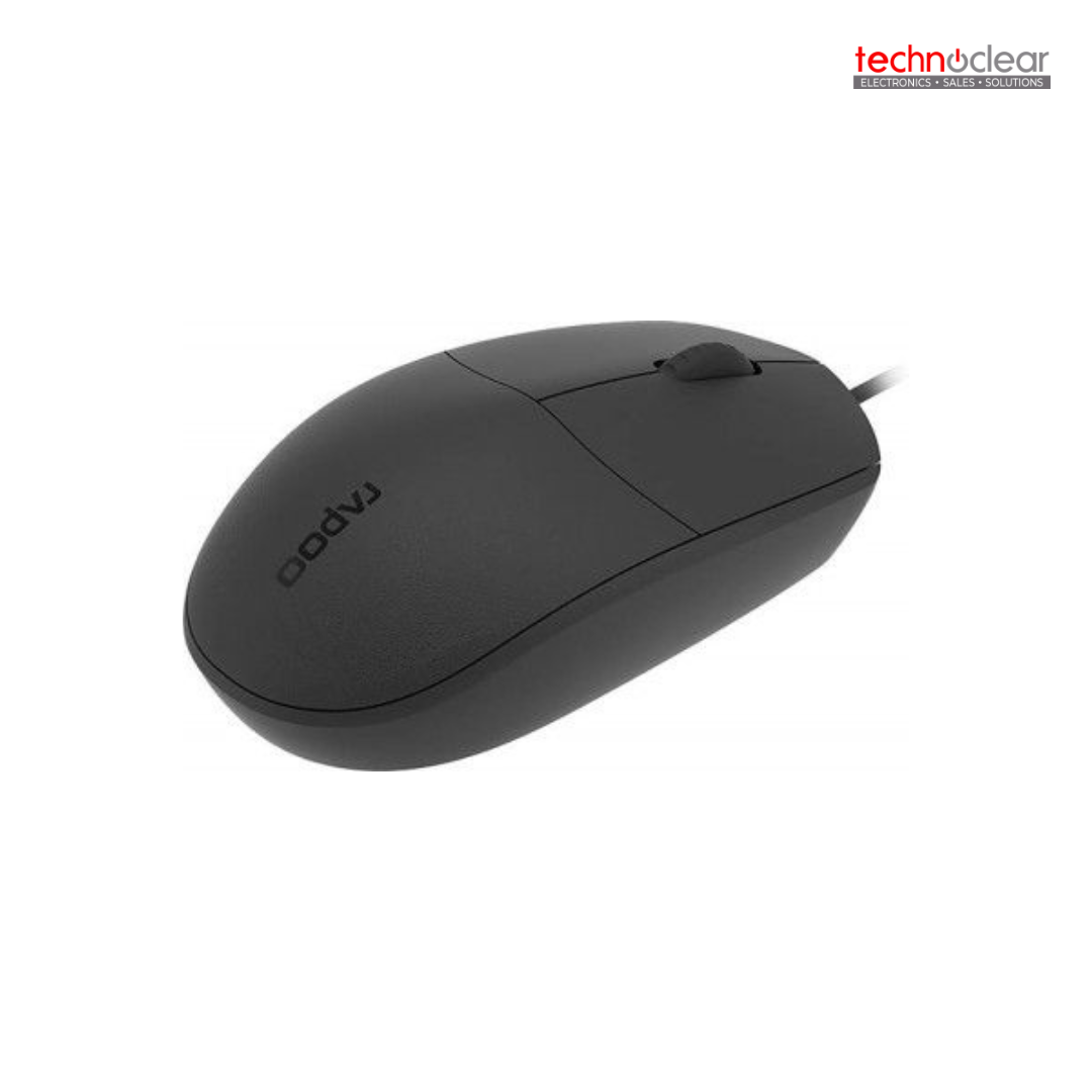 RAPOO N100 WIRED OPTICAL USB MOUSE - BLACK