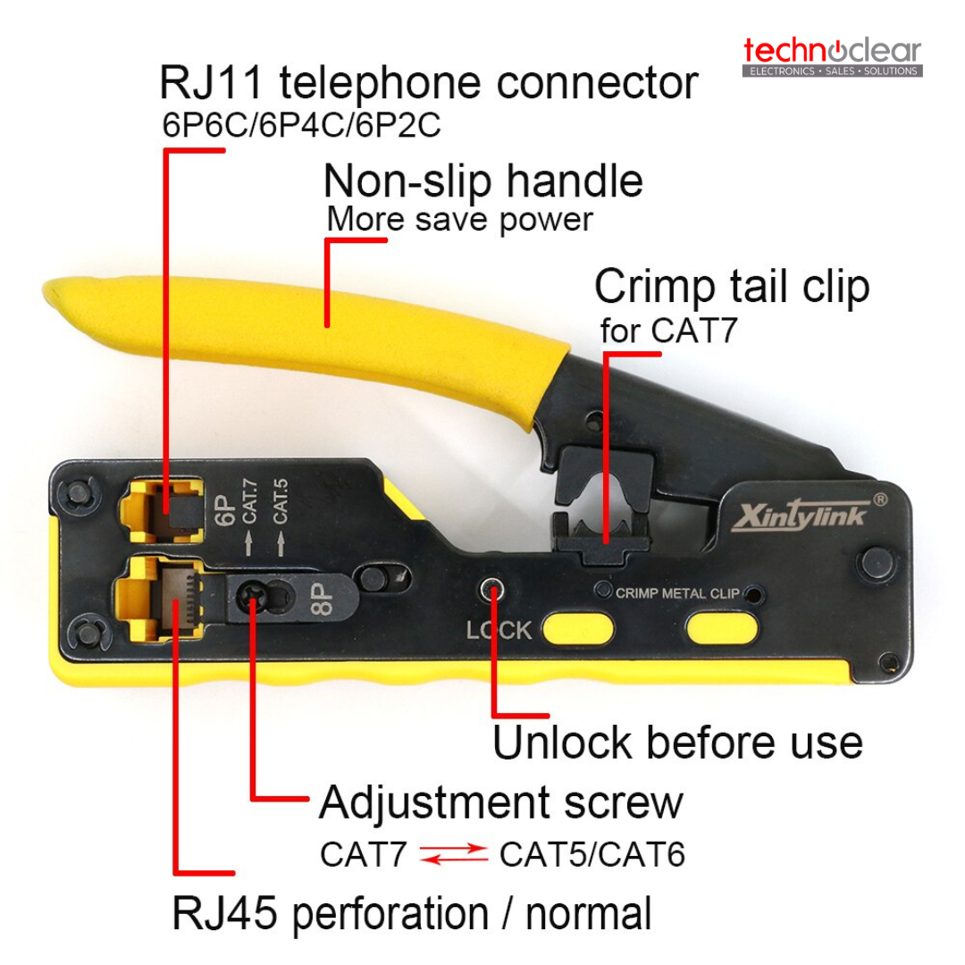 XINTYLINK EZ RJ45 MODULAR PLUG CRIMPER (YELLOW COLOR)