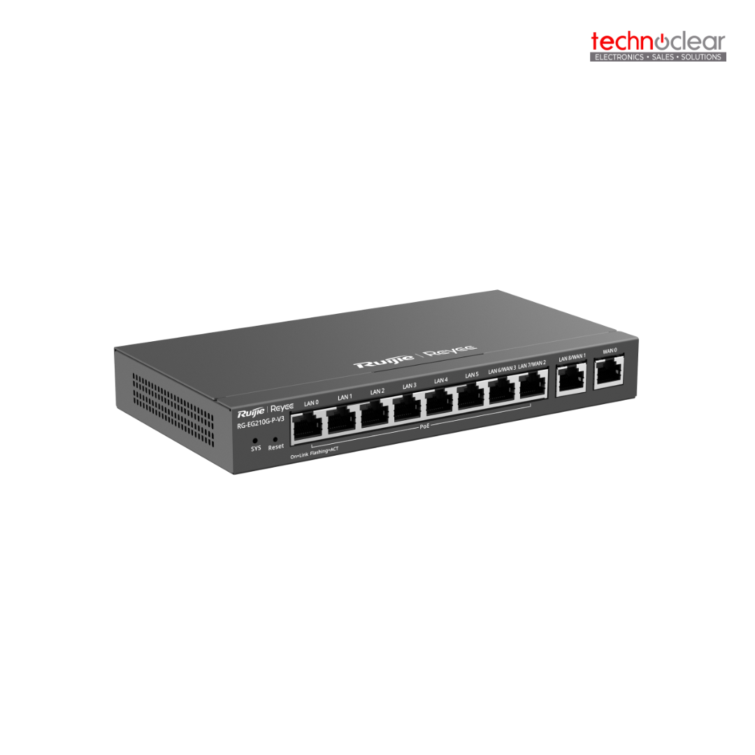 RG-EG210G-P-V3 10- PORT GIGABTI CLOUD-MANAGED GATEWAY, 8X POE/POE+ PORTS WITH 110W POE POWER BUDGET, SUPPORT UP TO 4