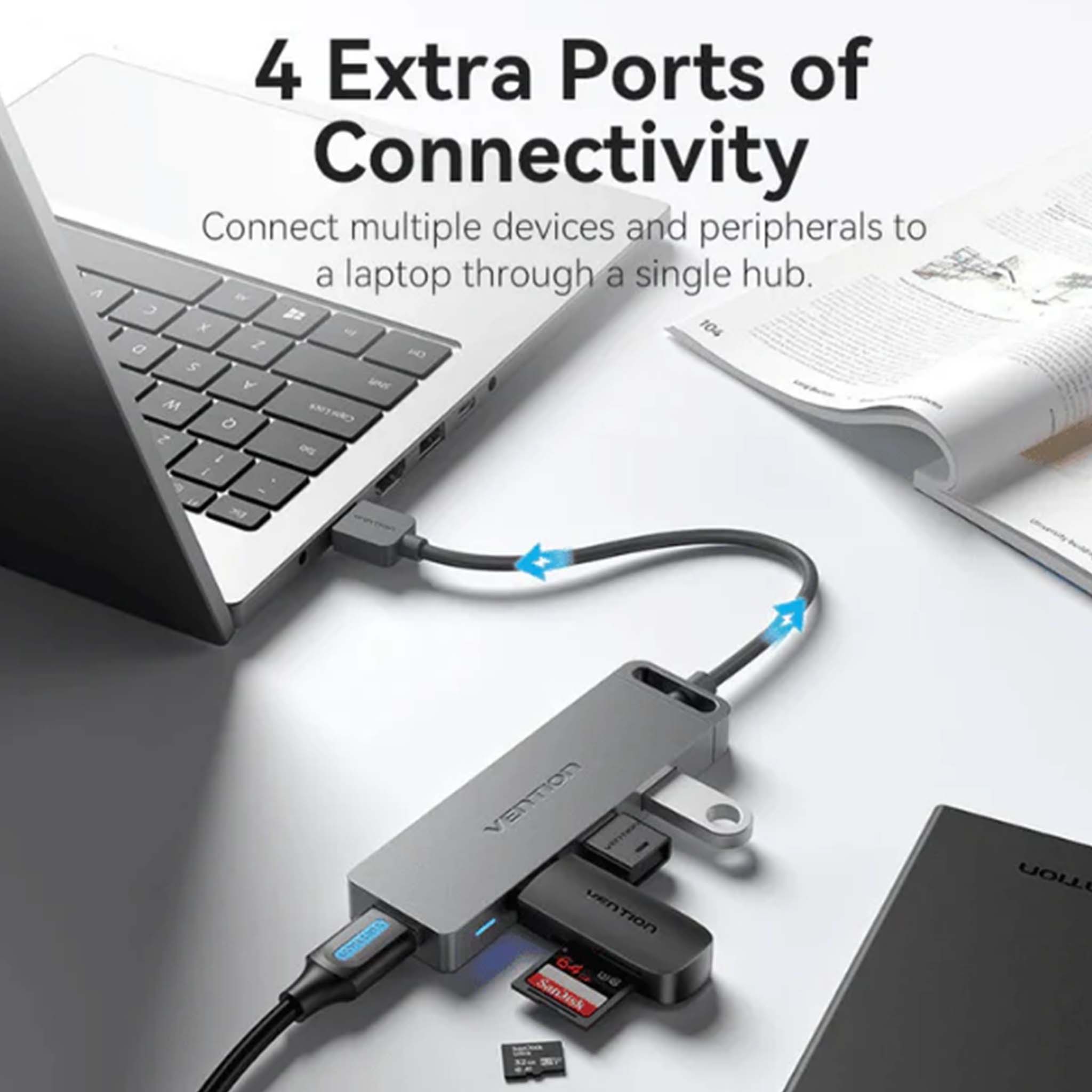 VENTION 4-PORT USB 3.0 HUB WITH POWER SUPPLY 1M BLACK