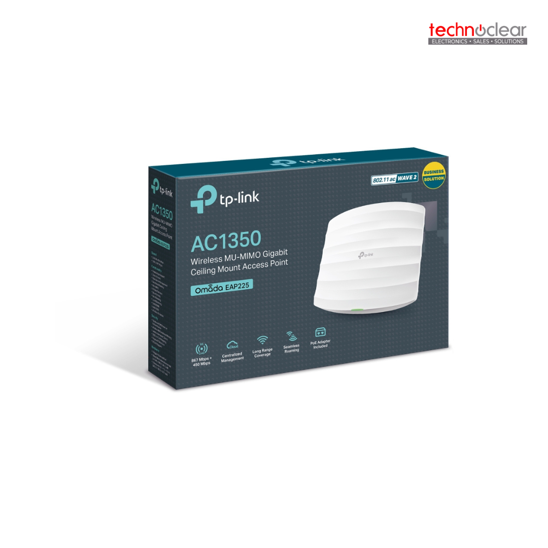 TP-LINK EAP225 AC1350 WIRELESS DUAL BAND GIGABIT CEILING MOUNT ACCESS POINT