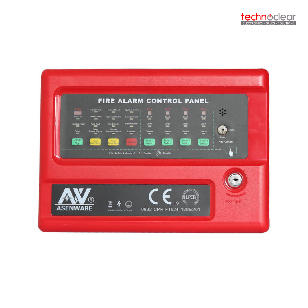 ASENWARE AW-CFP2166-04C CONVENTIONAL FIRE ALARM PANEL 4 ZONE PLASTIC