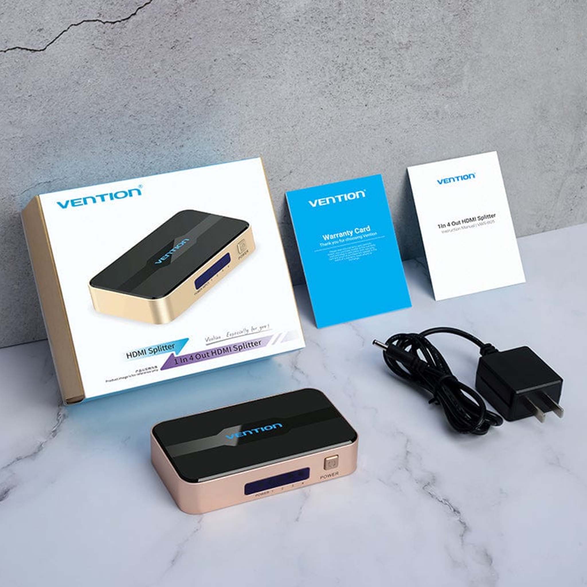 VENTION 1 IN 4 OUT HDMI SPLITTER BLACK