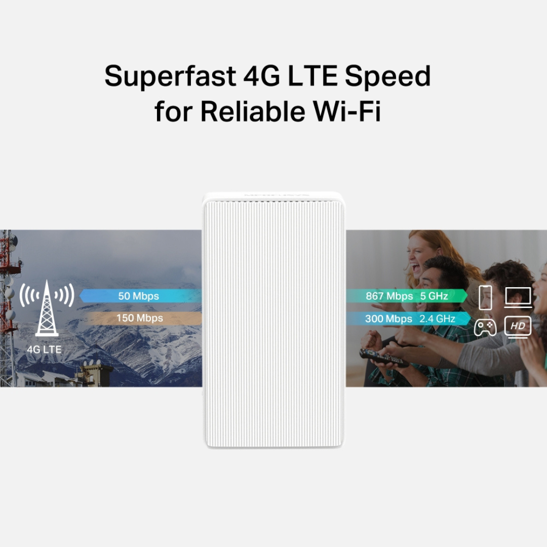 MERCUSYS MB130-4G(EU) AC1200 Wi-Fi 4G LTE Router, Build-In 150Mbps 4G LTE Modem
