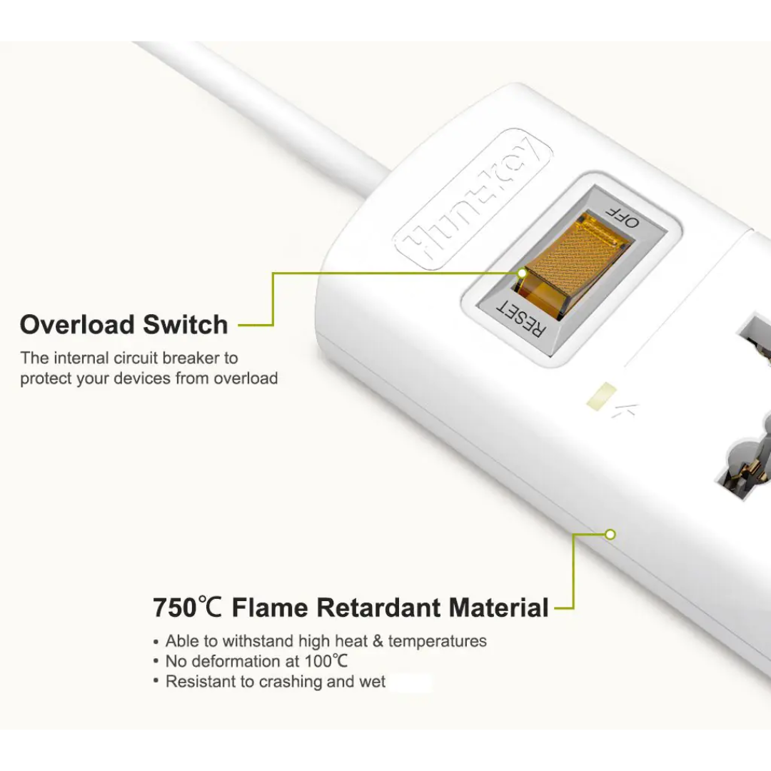 HUNTKEY SZM304-4 3 SOCKETS, 1.5 METERS POWER STRIP 210 JOULES