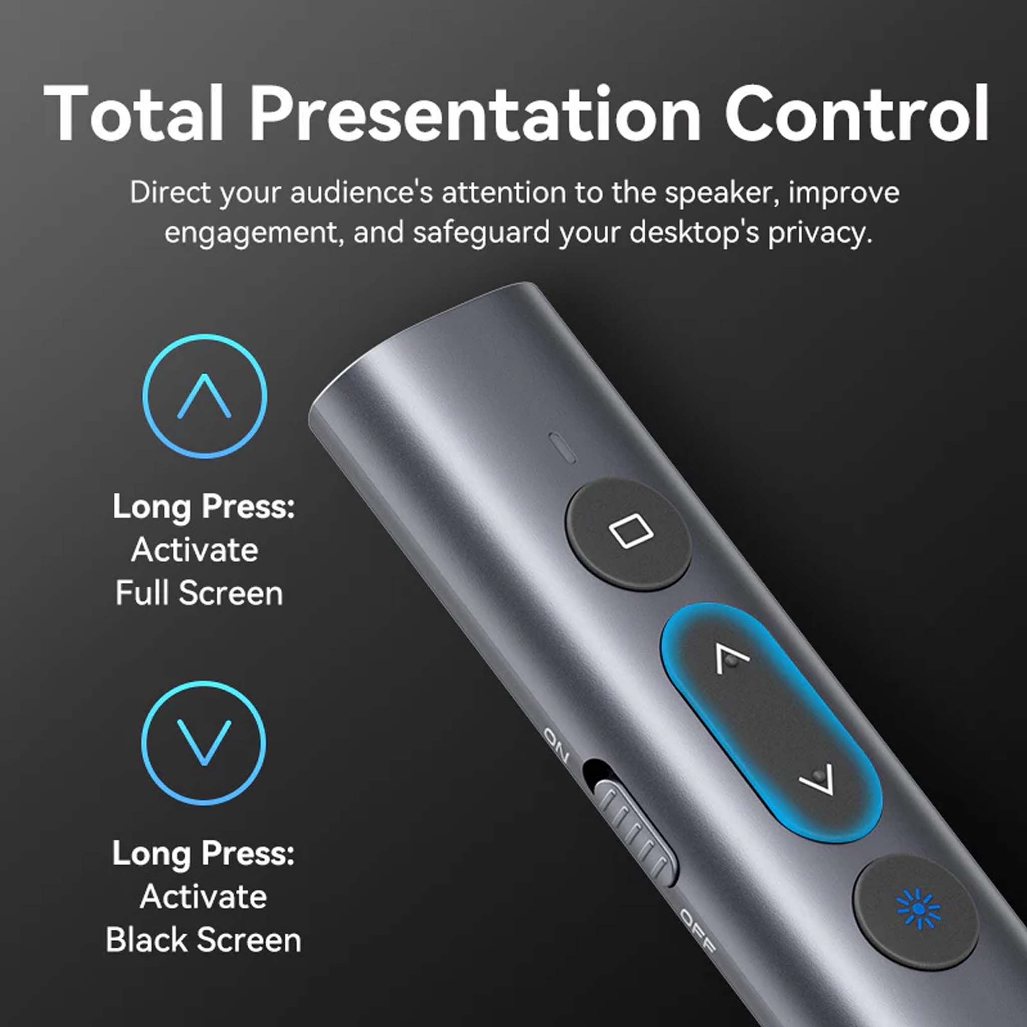 VENTION KQIH0 Wireless Power point Presentation Clicker with Red Laser pointer-Gray