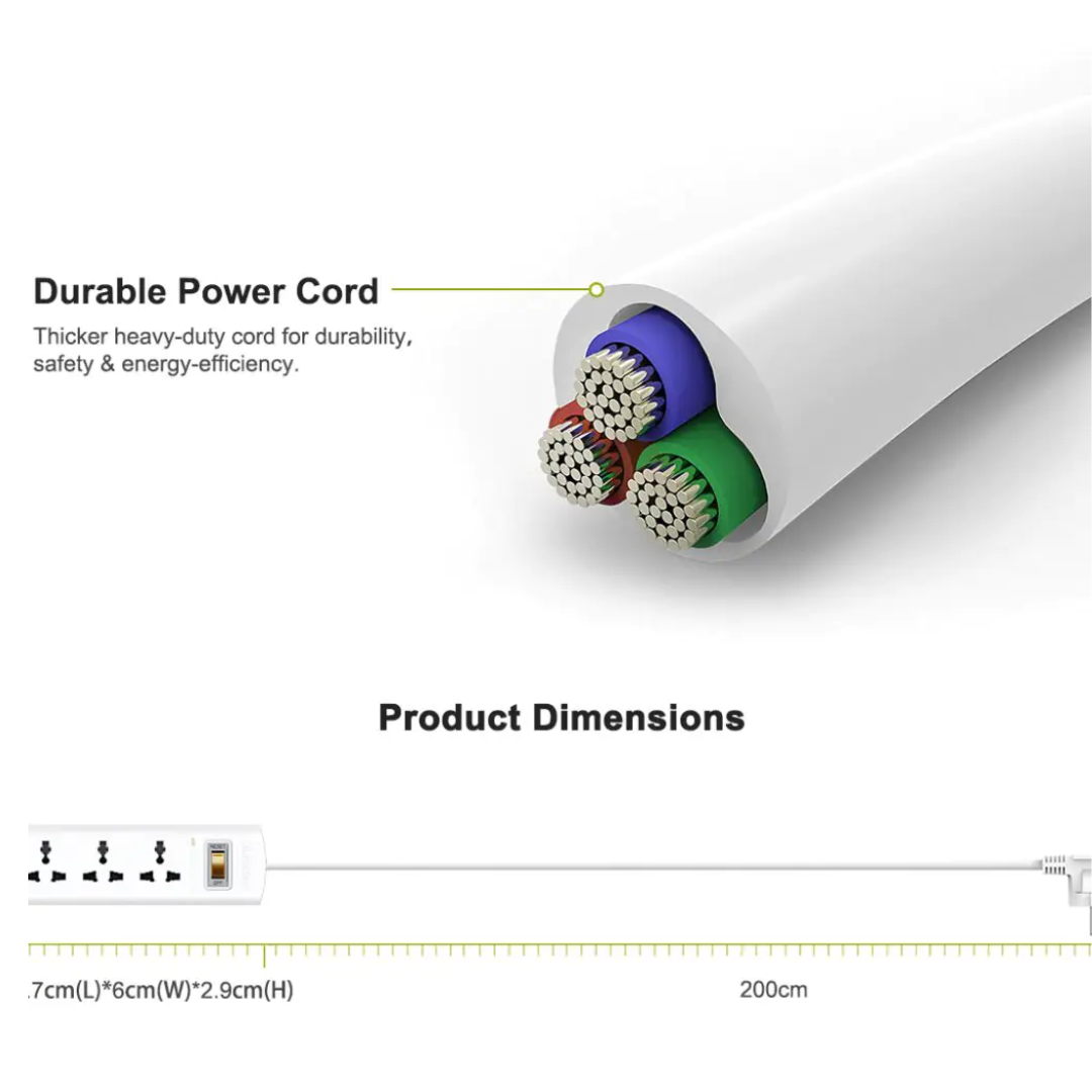 HUNTKEY SZM304-4 3 SOCKETS, 1.5 METERS POWER STRIP 210 JOULES