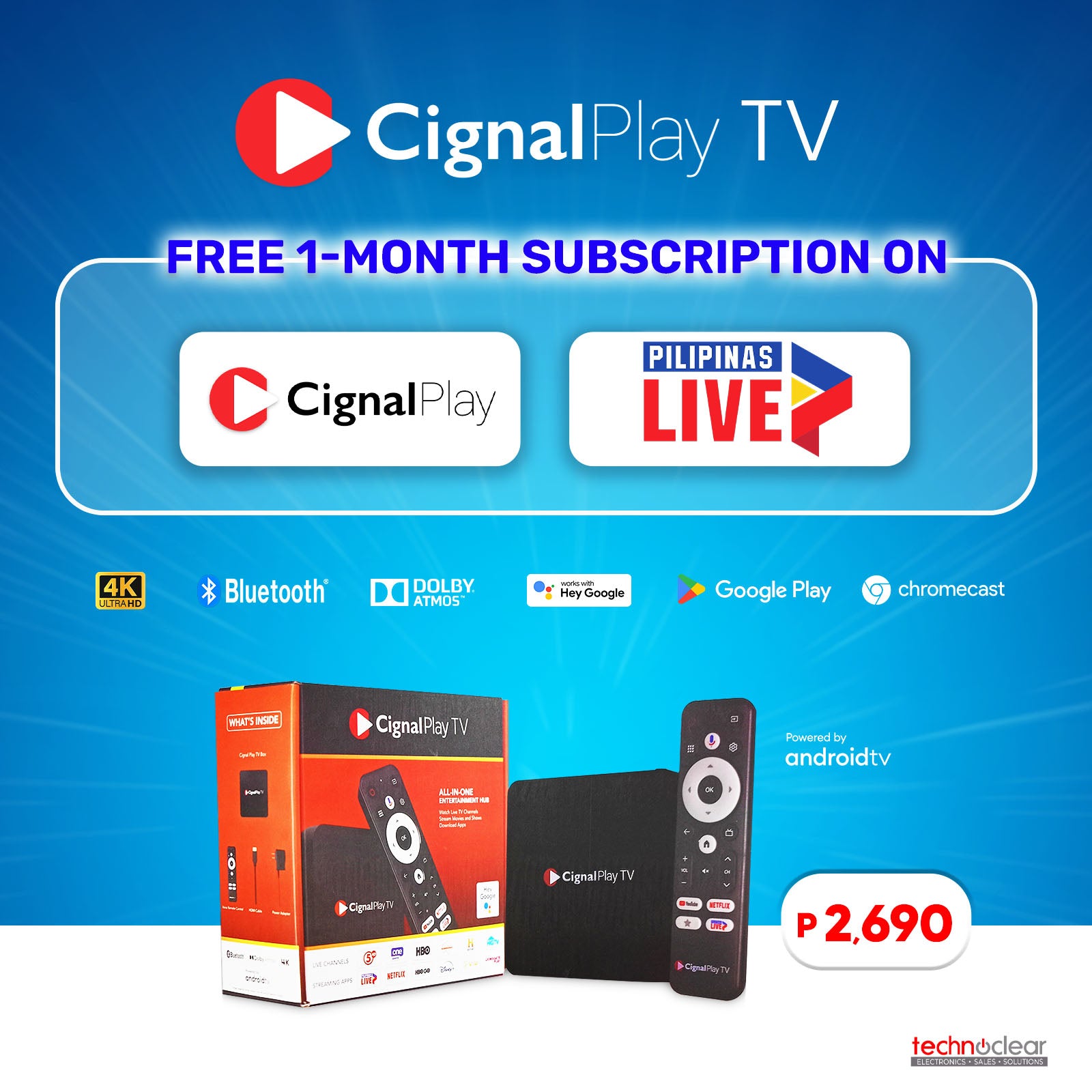 CIGNALPLAY TV ANDROID BOX (WITH FREE 1 MONTH LOAD FOR CIGNAL PLAY & PILIPINAS LIVE)