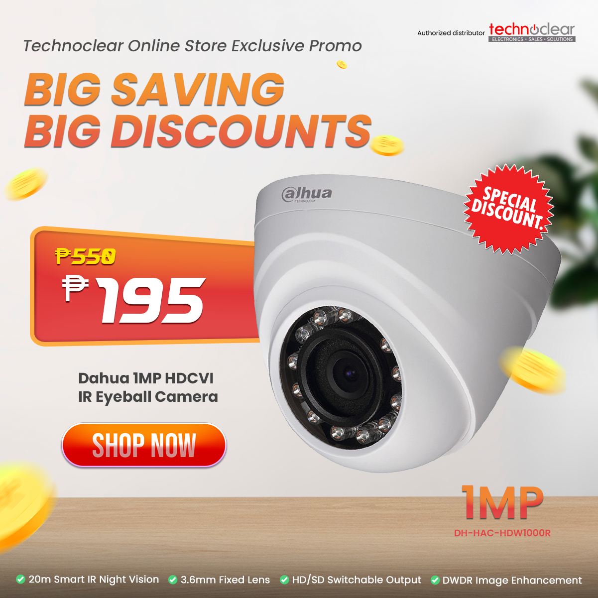 Dahua 1MP HDCVI IR Eyeball Camera HDW1000R