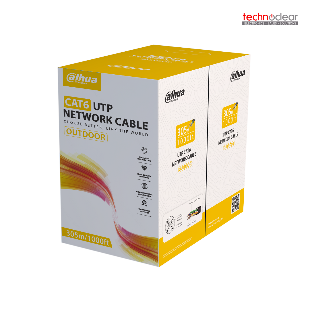 DH-PFM920-6UN UTP CAT6 OUTDOOR (sold per meter), power over Ethernet, compatible with one cable, High-purity Oxygen-Free Copper conductor material (305meters) (OUTDOOR BLACK)