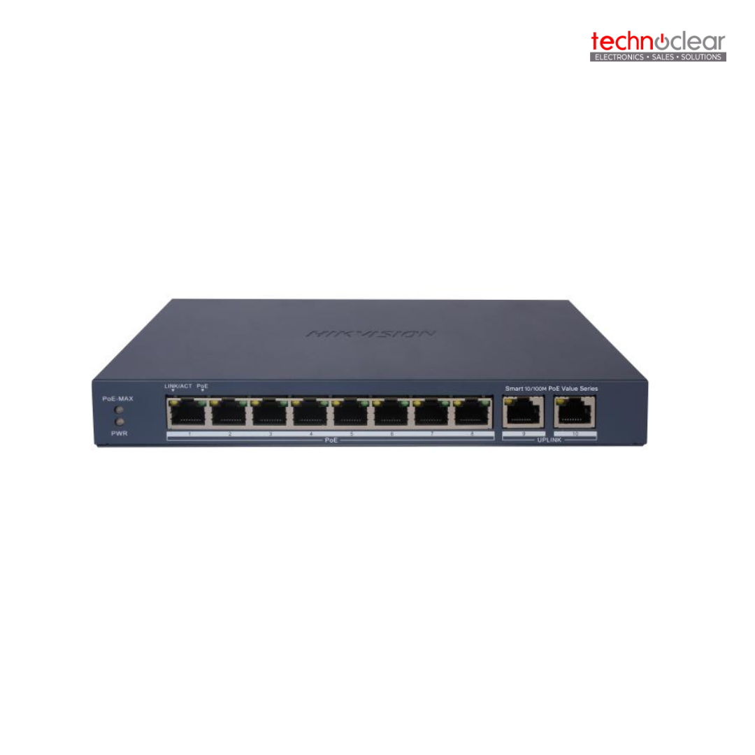 DS-3E1310P-EI/M HIKVISION 8 PORT SMART POE SWITCH DUAL UPLINK PWR BDGT 60W