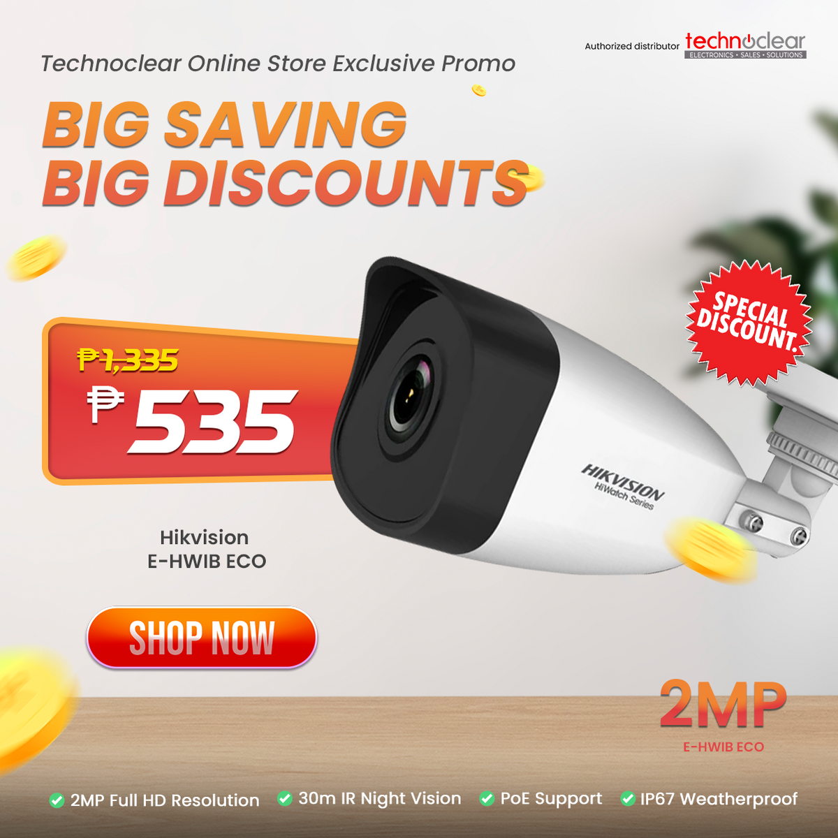 SALE Hikvision 2MP E-HWIB ECO