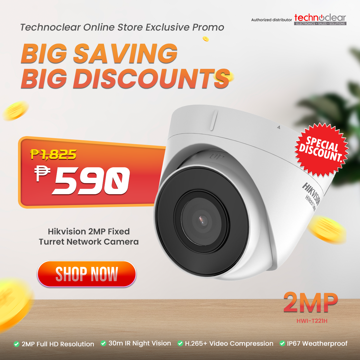 SALE HIWATCH HWI-T221H 2MP MINI DOME TURRET