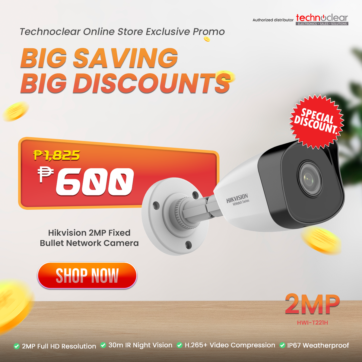SALE HIWATCH HWI-T221H 2MP MINI DOME TURRET