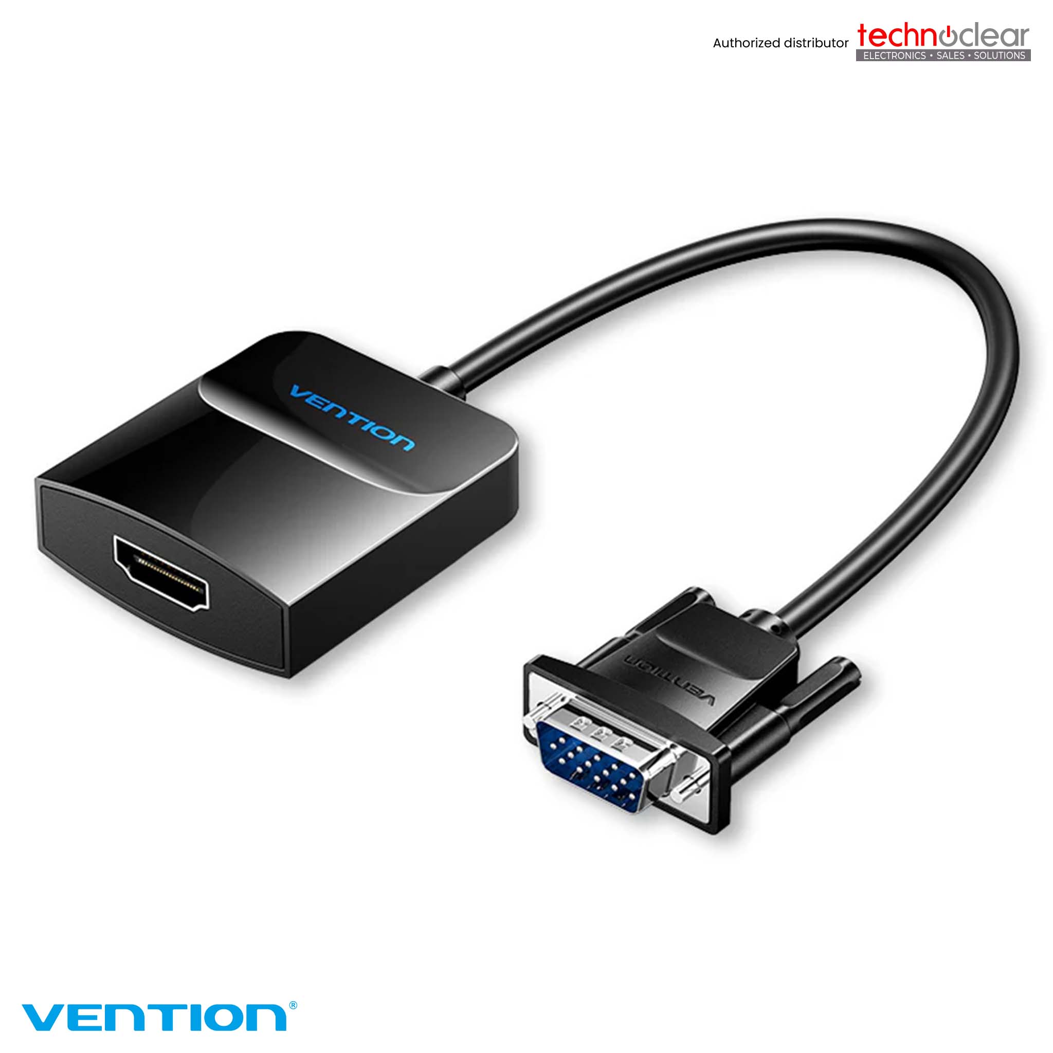 VENTION ACNBB VGA CABLE TO HDMI CONVERTER WITH FEMALE MICRO USB AND AUDIO PORT 0.15M BLACK