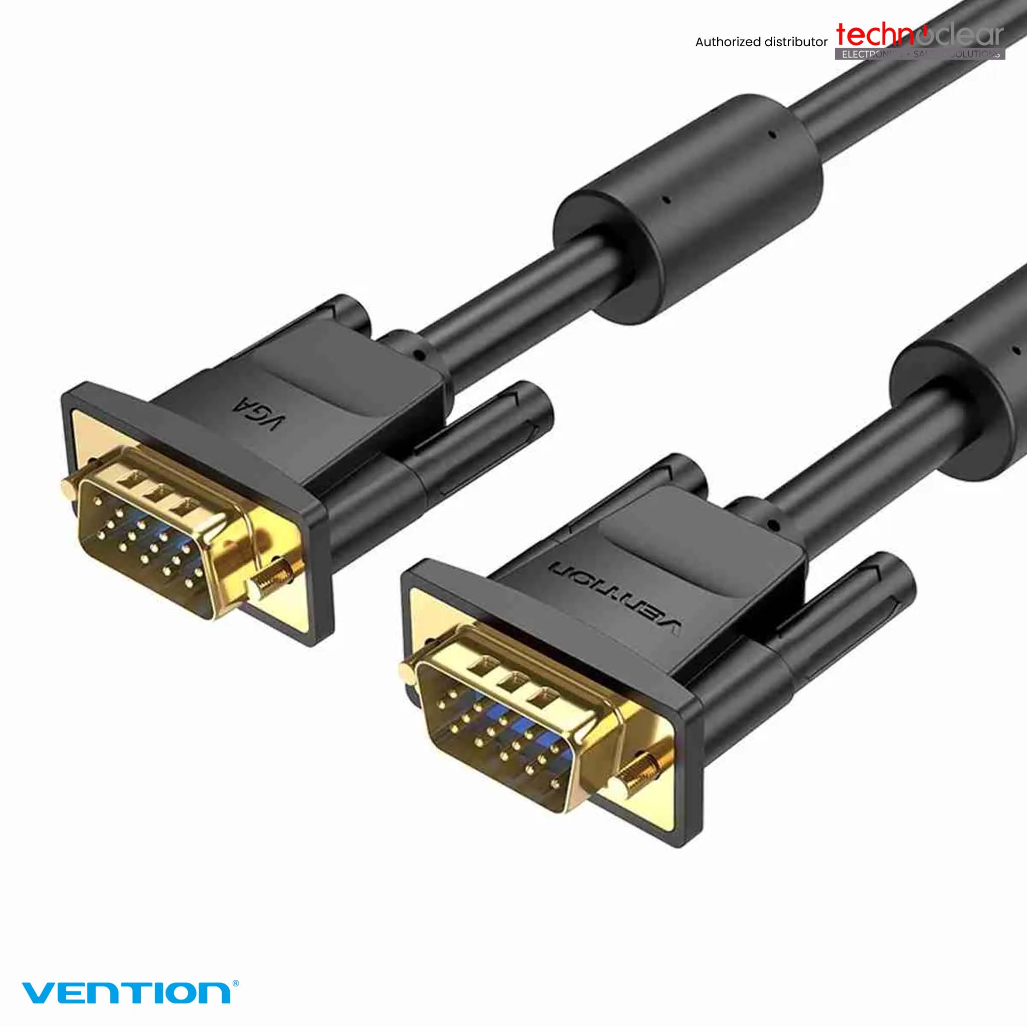 VENTION DAEBG VGA CABLE 3+6 MALE TO MALE CABLE WITH FEMALE CORES 1.5M BLACK