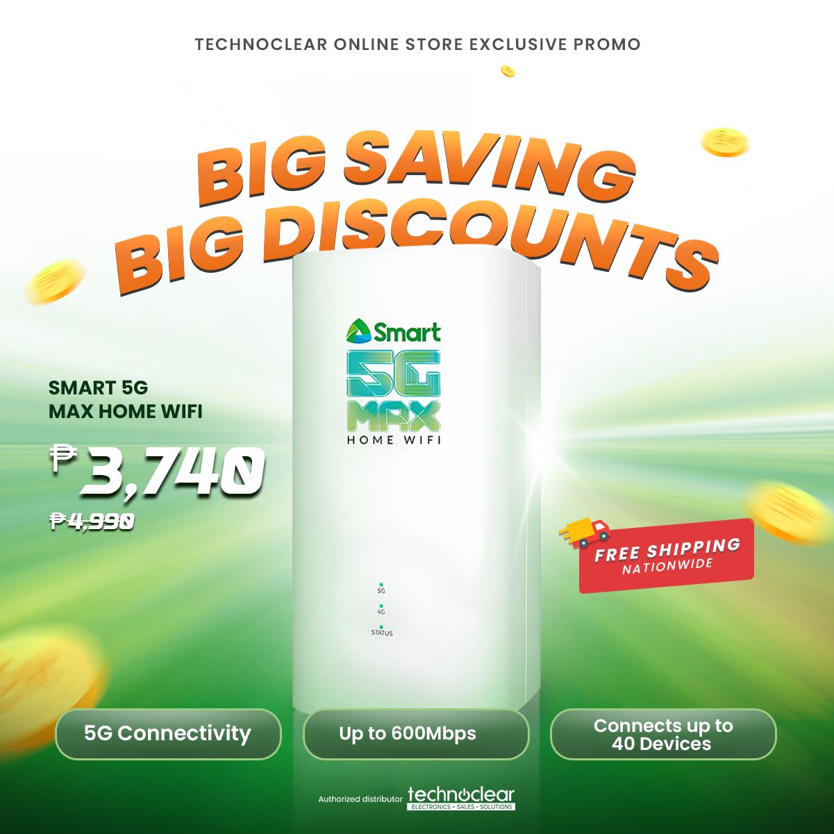 SMART 5G MAX HOME WIFI l UP TO 600MBPS l CONNECT UP TO 40 DEVICES l MODEL:H153-381